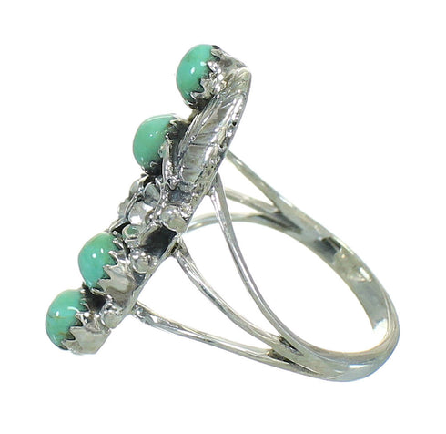 Silver And Turquoise Southwest Flower Ring Size 7-1/2 YX81029